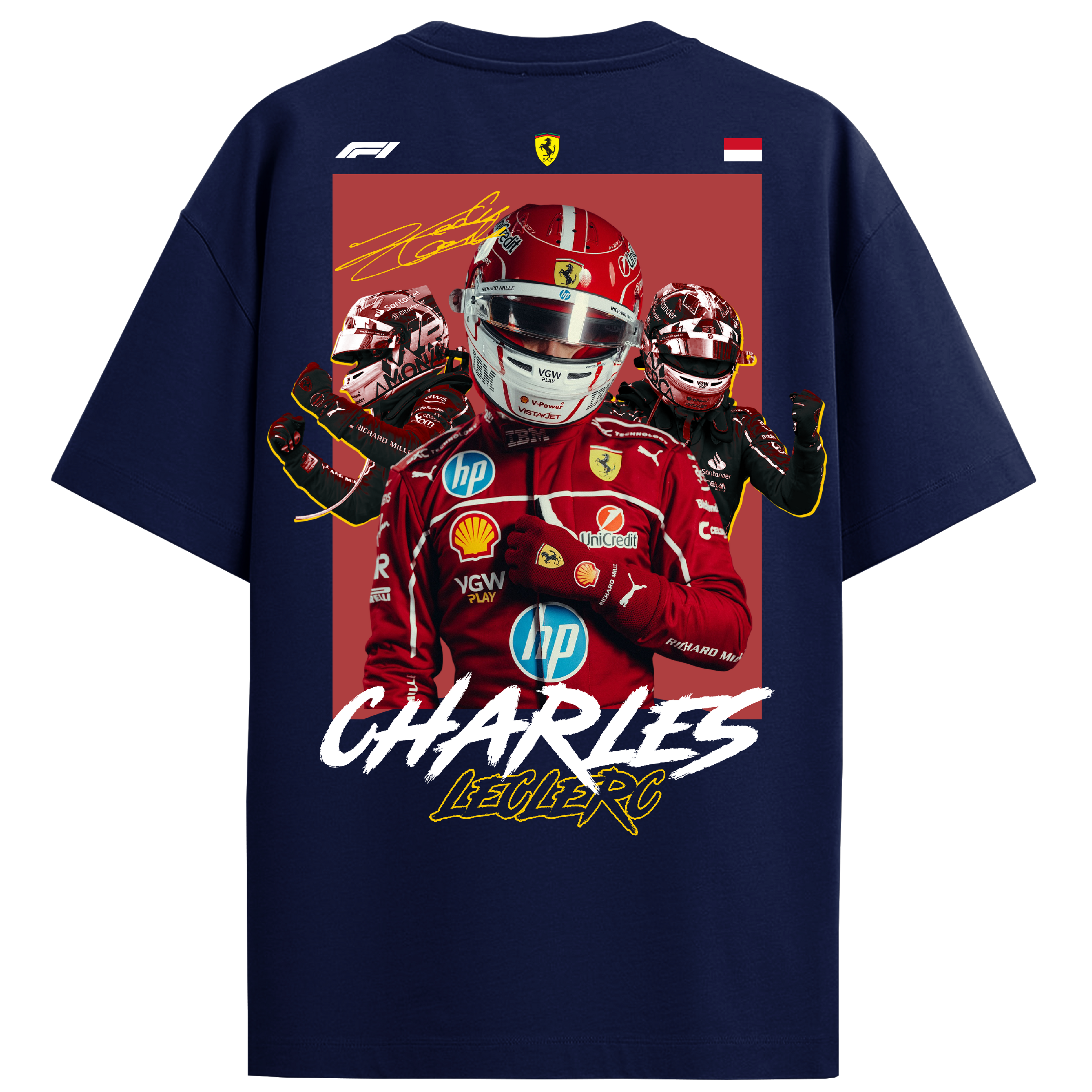Charles Leclerc Oversized Tee – Navy Blue