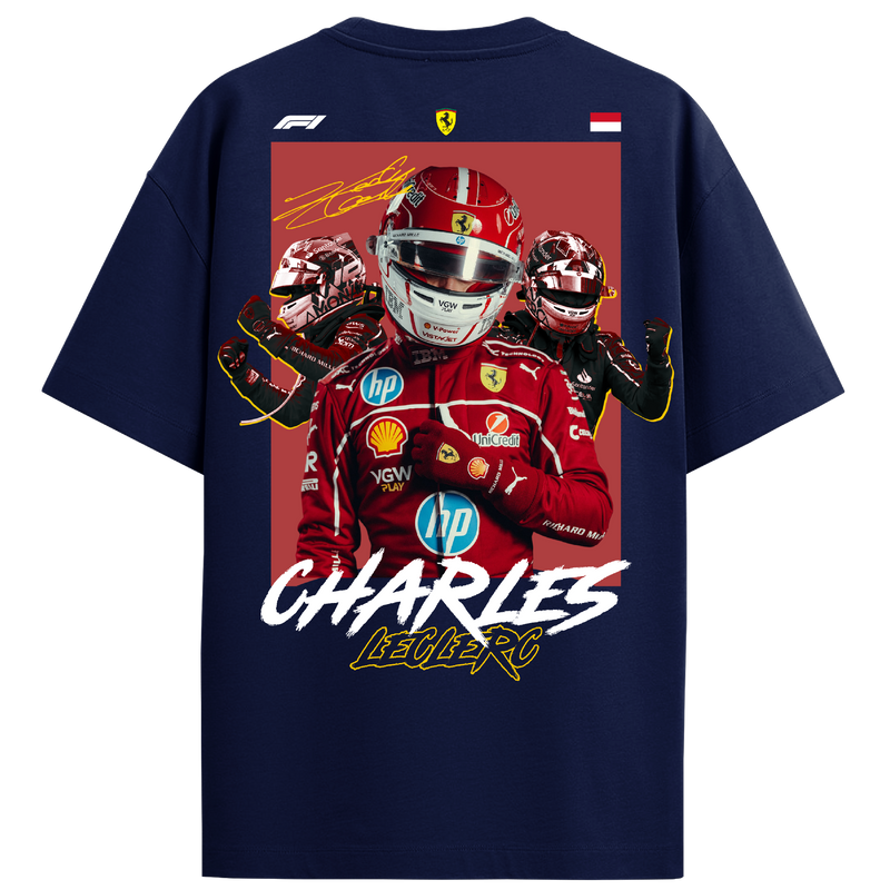 Charles Leclerc Oversized Tee – Navy Blue