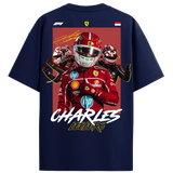 Charles Leclerc Oversized Tee – Navy Blue