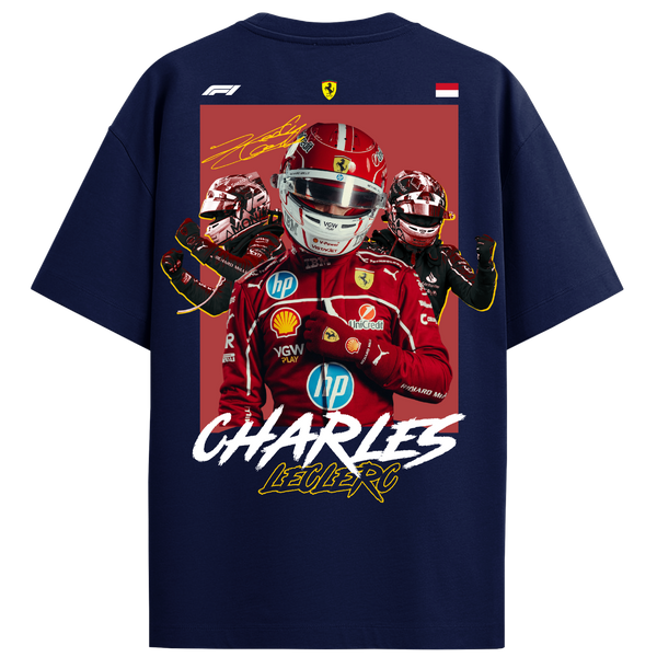 Charles Leclerc Oversized Tee – Navy Blue