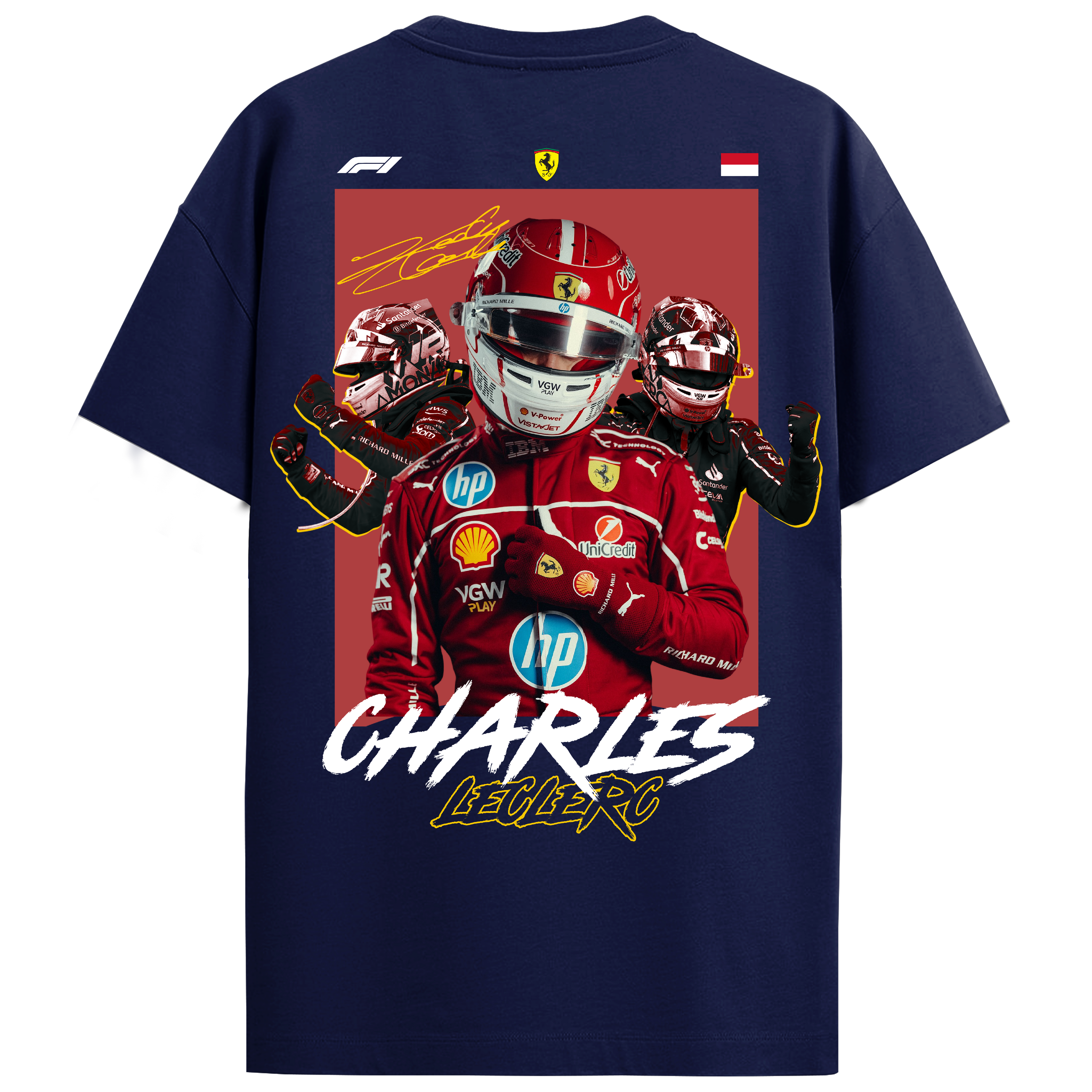 Charles Leclerc Regular Fit Tee – Navy Blue