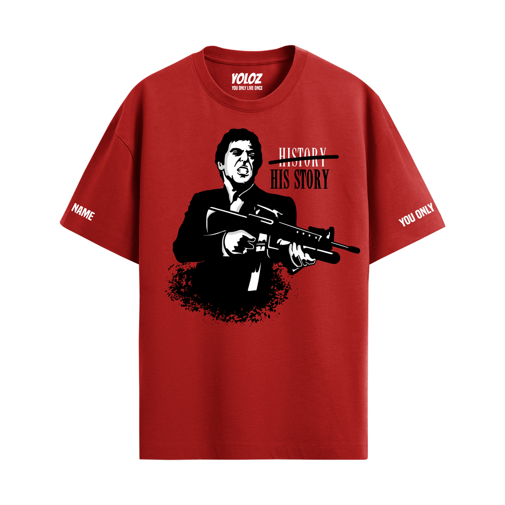 HIS STORY RED OVERSIZED T-SHIRT