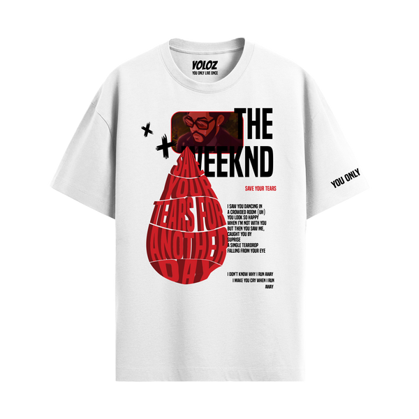 THE WEEKND WHITE OVERSIZED T-SHIRT