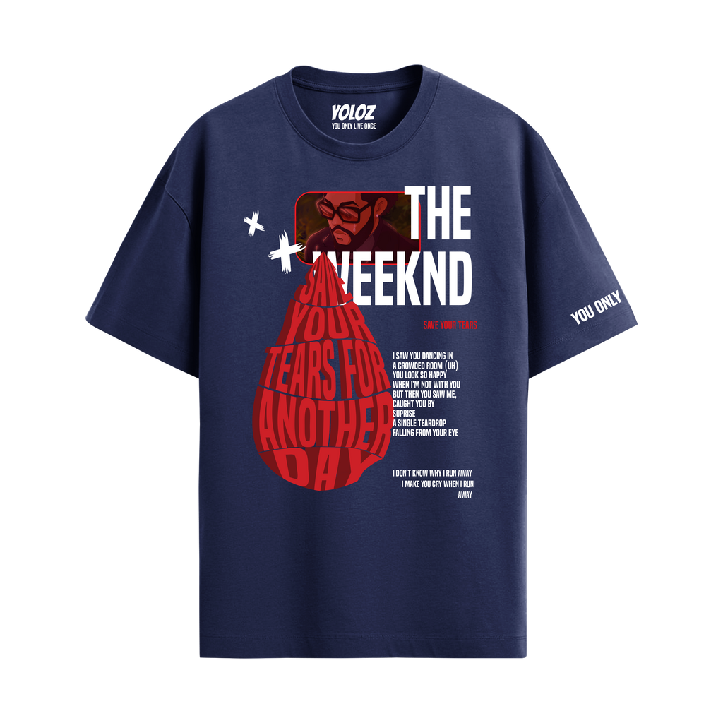 THE WEEKND NAVY BLUE OVERSIZED T-SHIRT