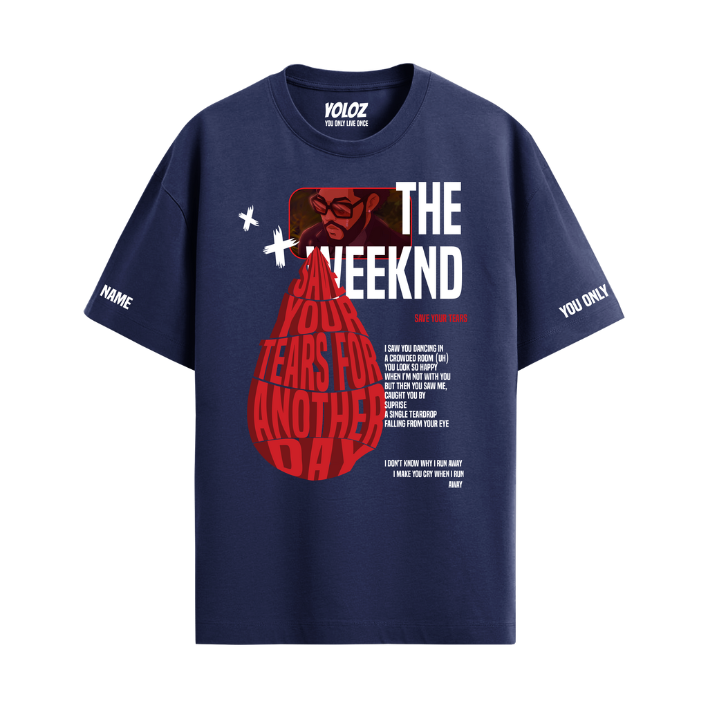 THE WEEKND NAVY BLUE OVERSIZED T-SHIRT
