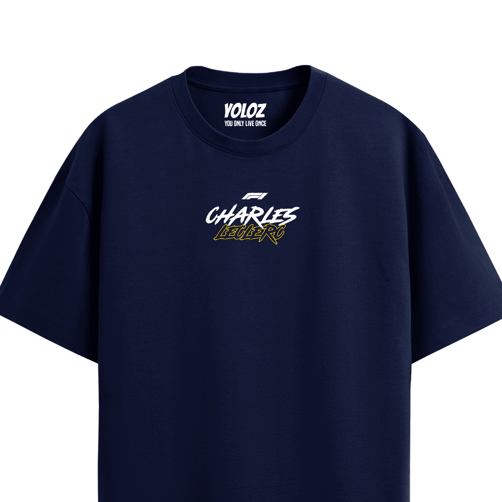 Charles Leclerc Oversized Tee – Navy Blue
