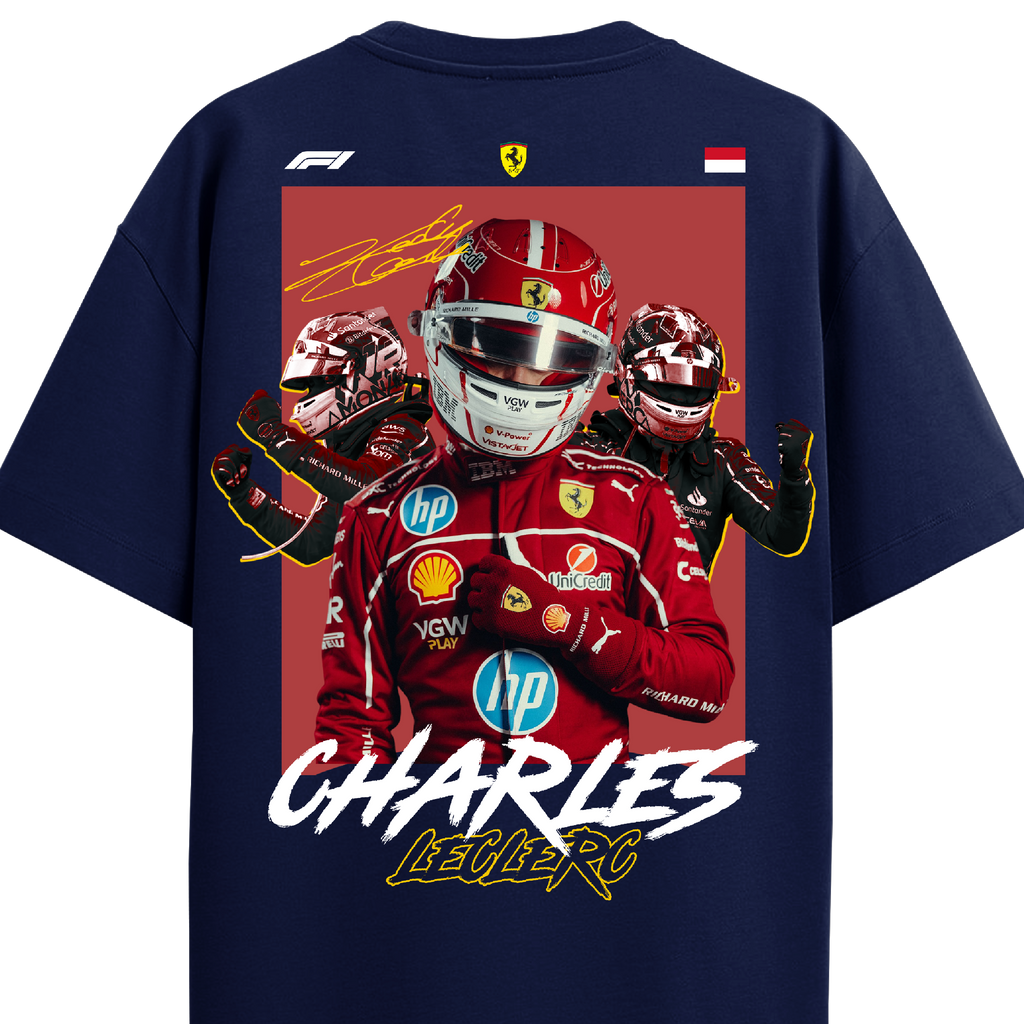 Charles Leclerc Oversized Tee – Navy Blue