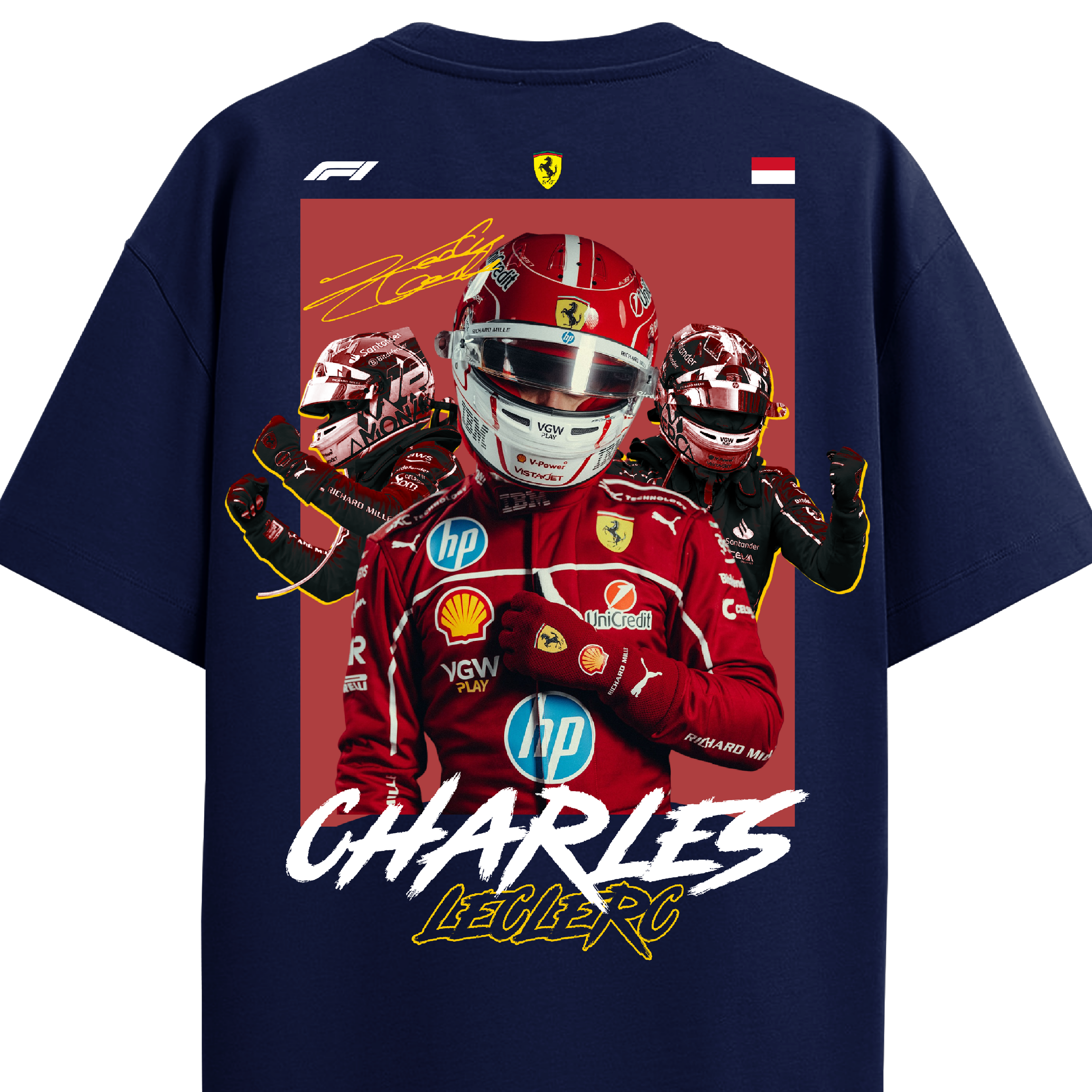 Charles Leclerc Oversized Tee – Navy Blue
