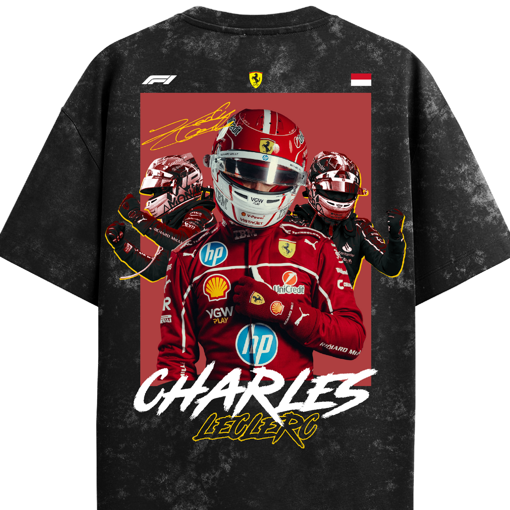 Charles Leclerc Oversized Tee – Acid Wash