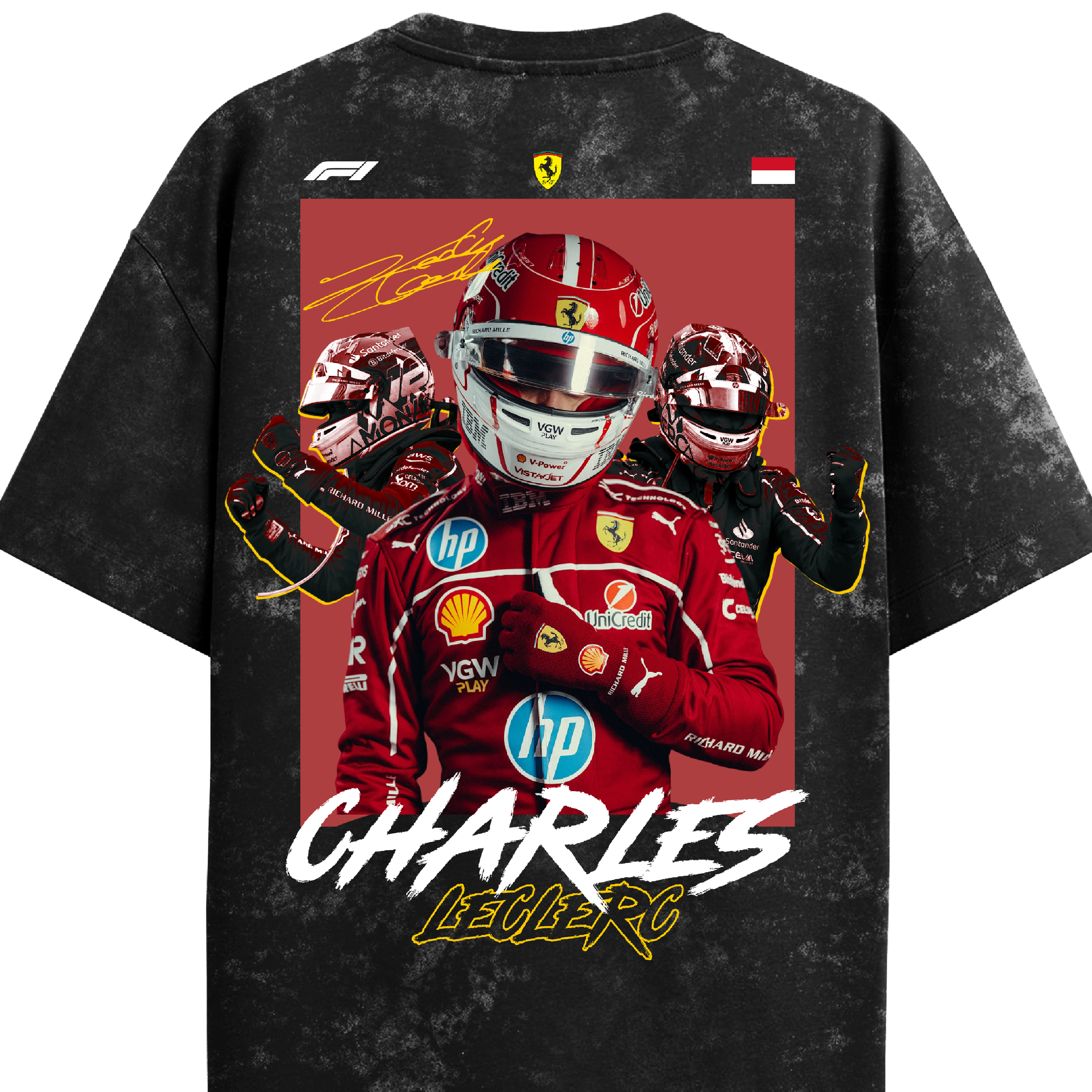 Charles Leclerc Oversized Tee – Acid Wash