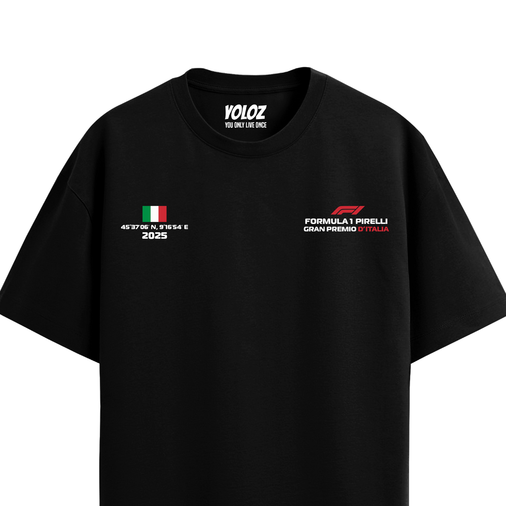 Monza Italy Oversized Tee – Black