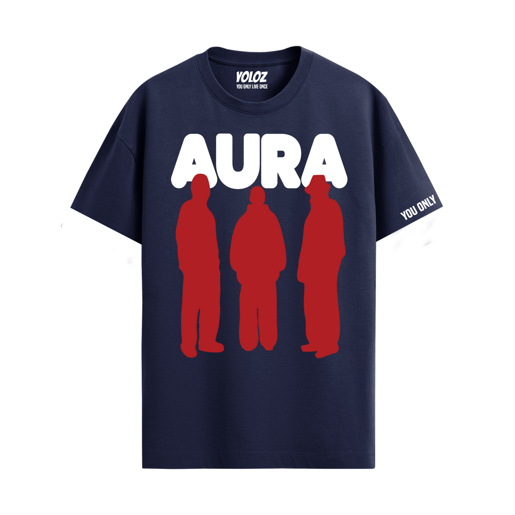 AURA NAVY BLUE REGULAR FIT T-SHIRT