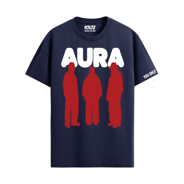 AURA NAVY BLUE REGULAR FIT T-SHIRT