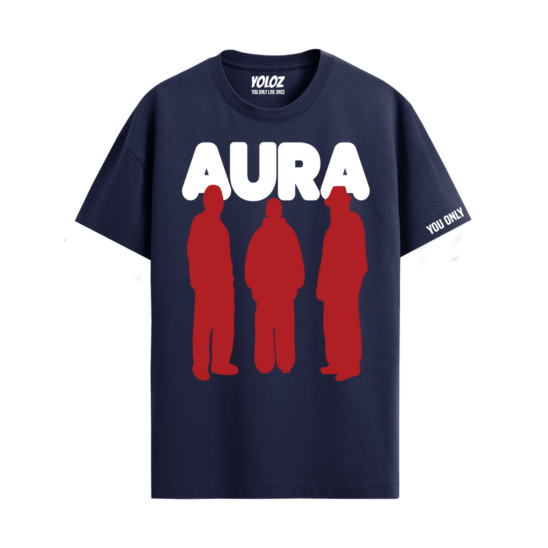 AURA NAVY BLUE REGULAR FIT T-SHIRT