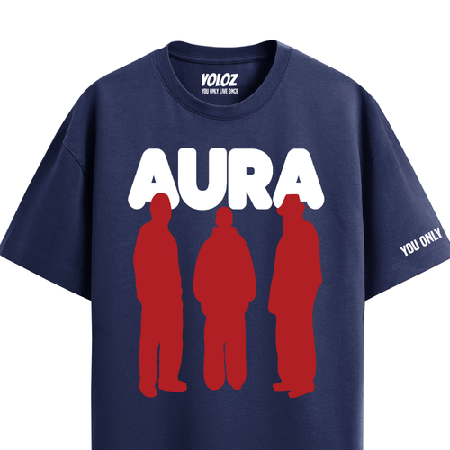 AURA NAVY BLUE OVERSIZED T-SHIRT