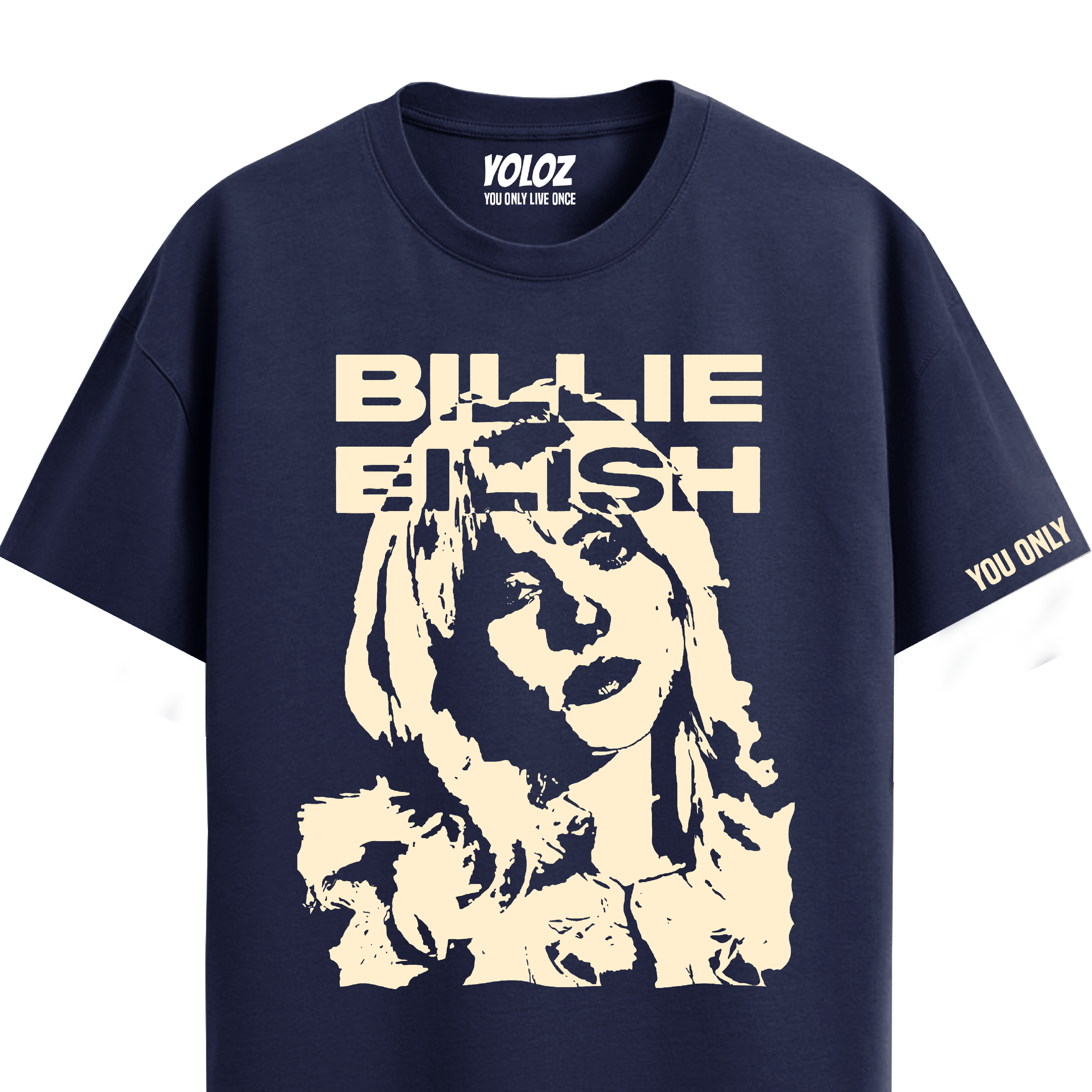 BILLIE EILISH NAVY BLUE REGULAR FIT T-SHIRT – YOLOZ BILLIE EILISH NAVY BLUE REGULAR FIT T-SHIRT – YOLOZ