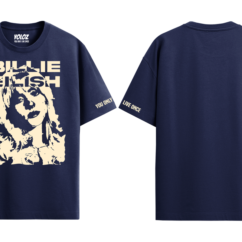 BILLIE EILISH NAVY BLUE OVERSIZED T-SHIRT
