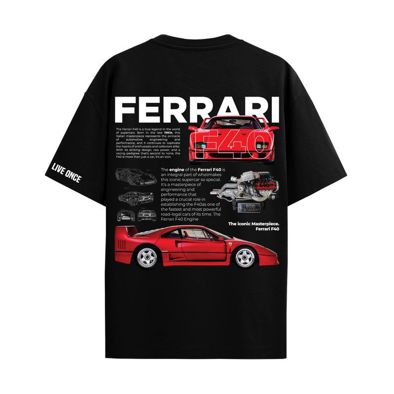 FERRARI BLACK REGULAR FIT T-SHIRT