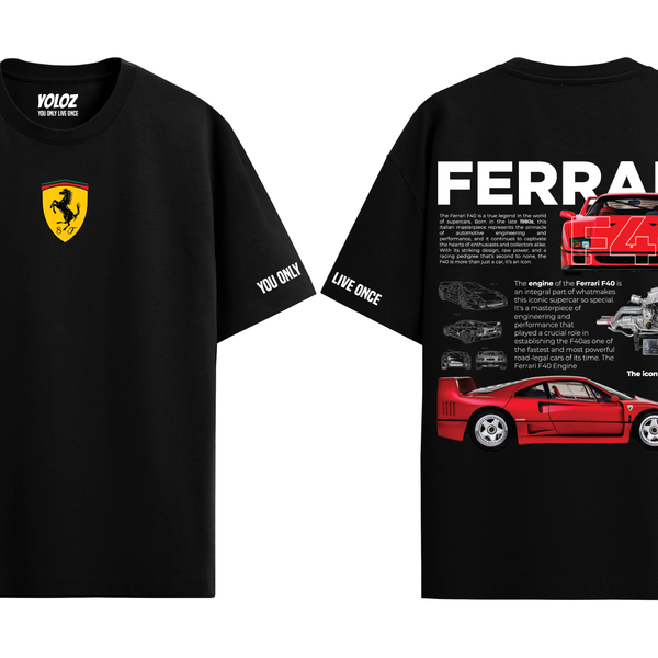 FERRARI BLACK REGULAR FIT T-SHIRT