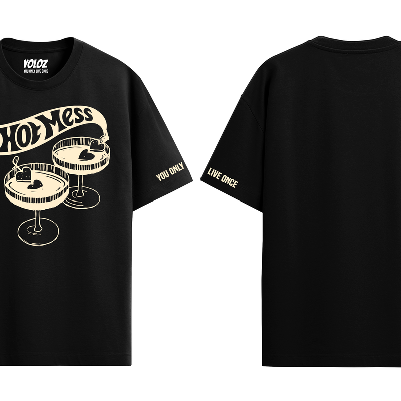 HOT MESS BLACK OVERSIZED T-SHIRT
