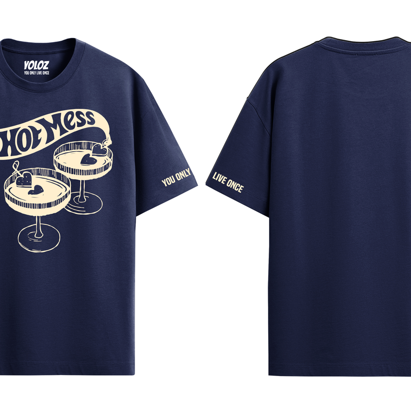 HOT MESS NAVY BLUE OVERSIZED T-SHIRT