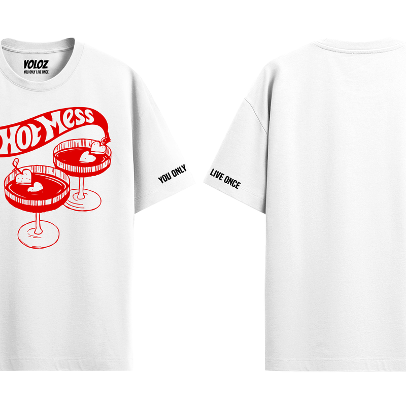 HOT MESS WHITE OVERSIZED T-SHIRT