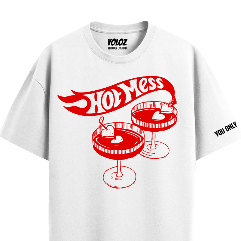 HOT MESS WHITE OVERSIZED T-SHIRT