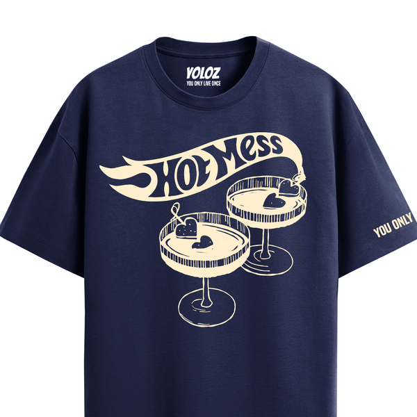 HOT MESS NAVY BLUE OVERSIZED T-SHIRT