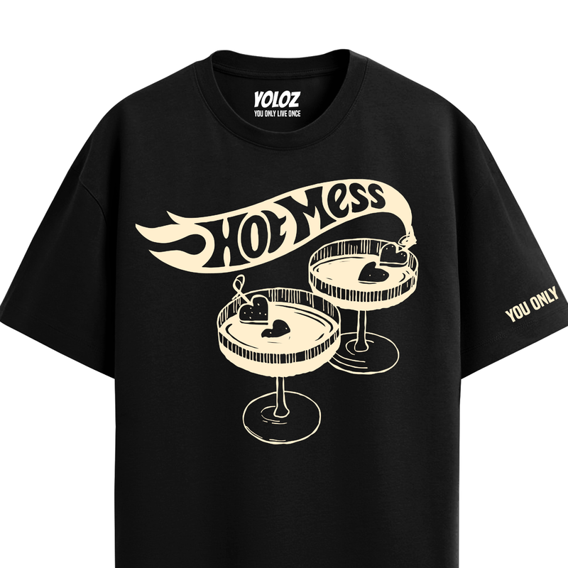 HOT MESS BLACK OVERSIZED T-SHIRT