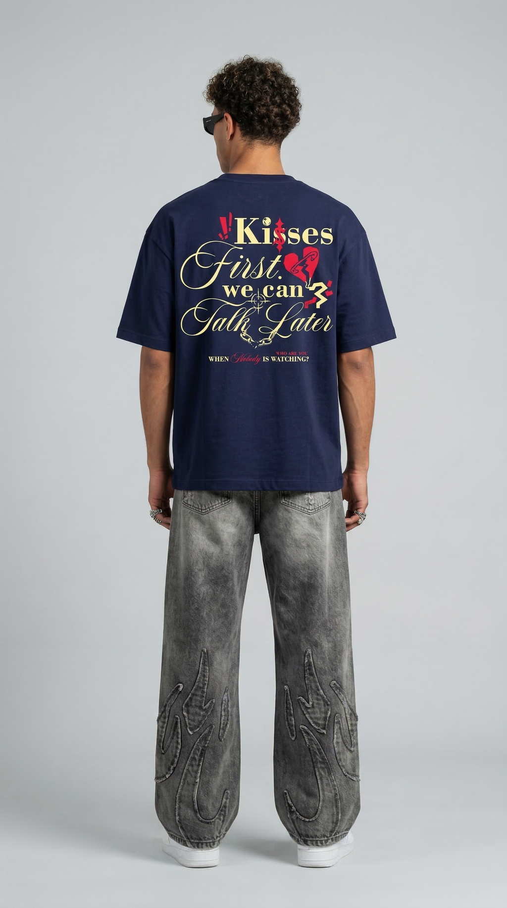 Kisses First Navy Blue T-Shirt