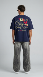 Kisses First Navy Blue T-Shirt
