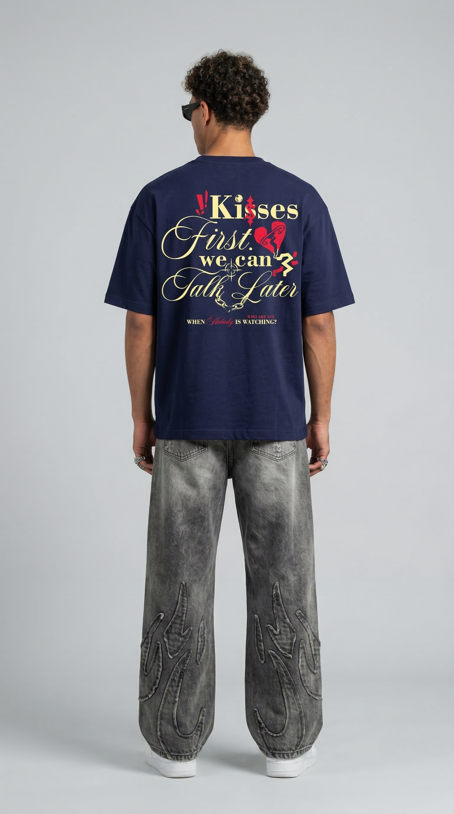 Kisses First Navy Blue T-Shirt
