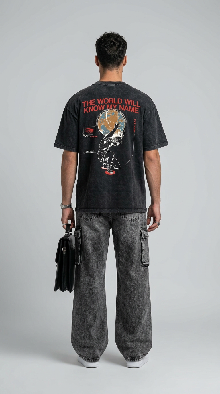 THE WORLD ACID WASH T-SHIRT