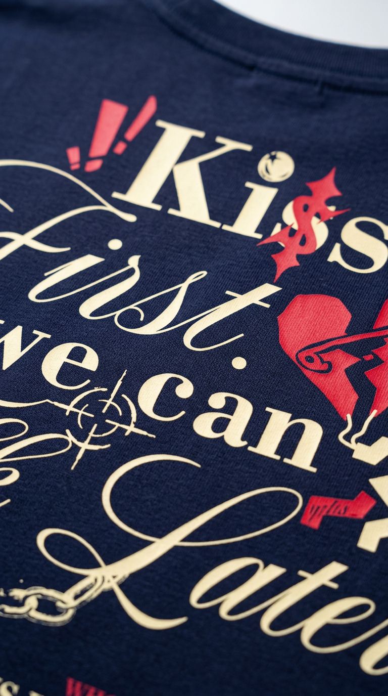 Kisses First Navy Blue T-Shirt