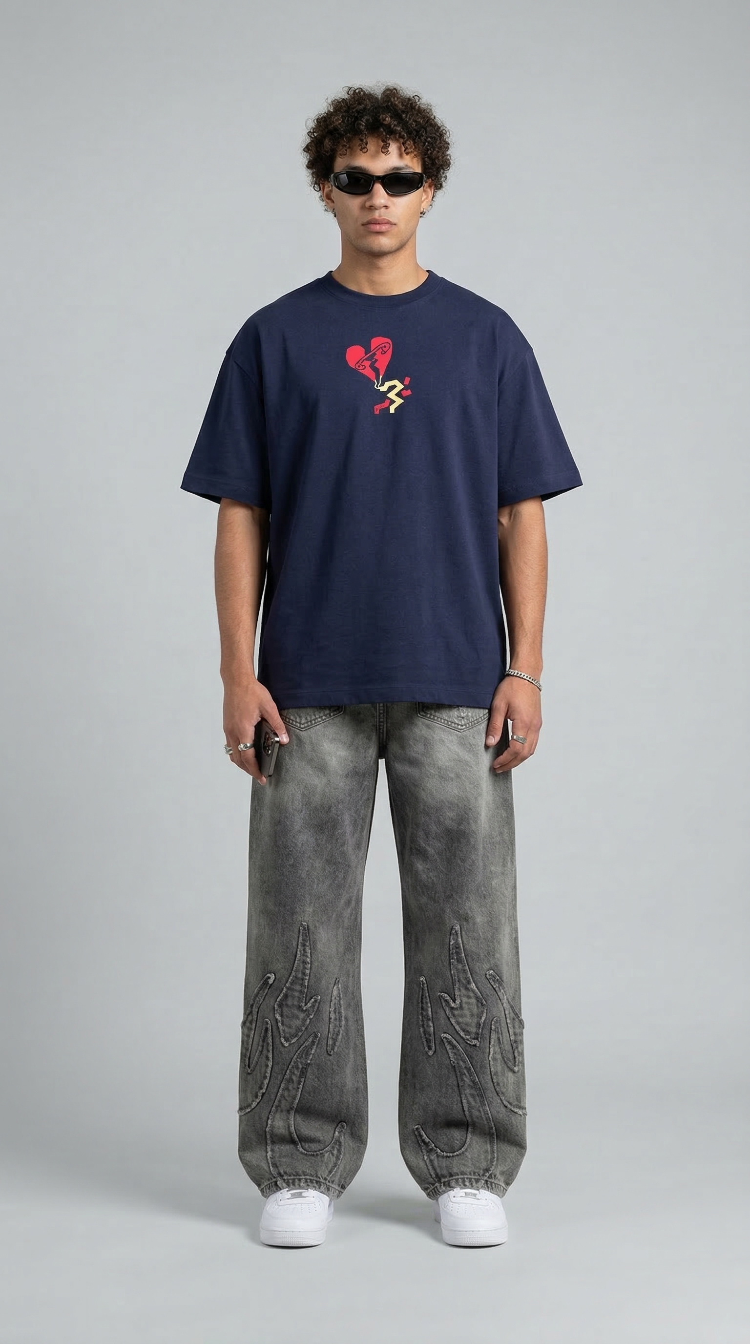 Kisses First Navy Blue T-Shirt