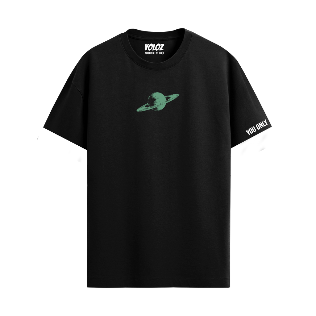 SATURN BLACK REGULAR FIT T-SHIRT