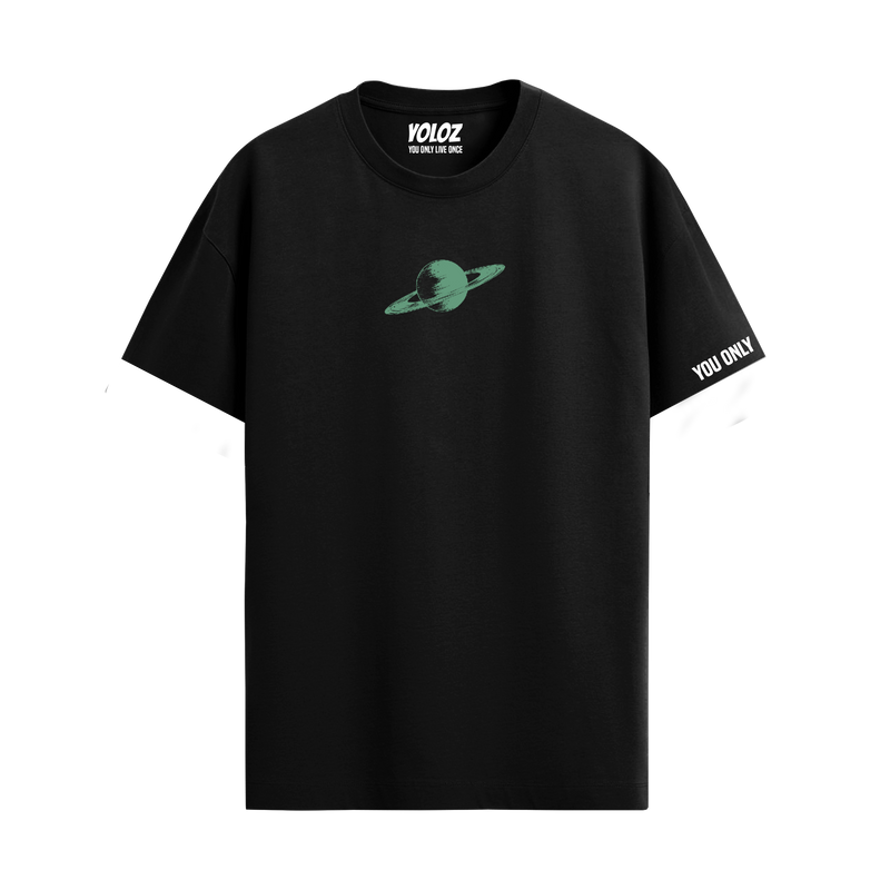 SATURN BLACK REGULAR FIT T-SHIRT
