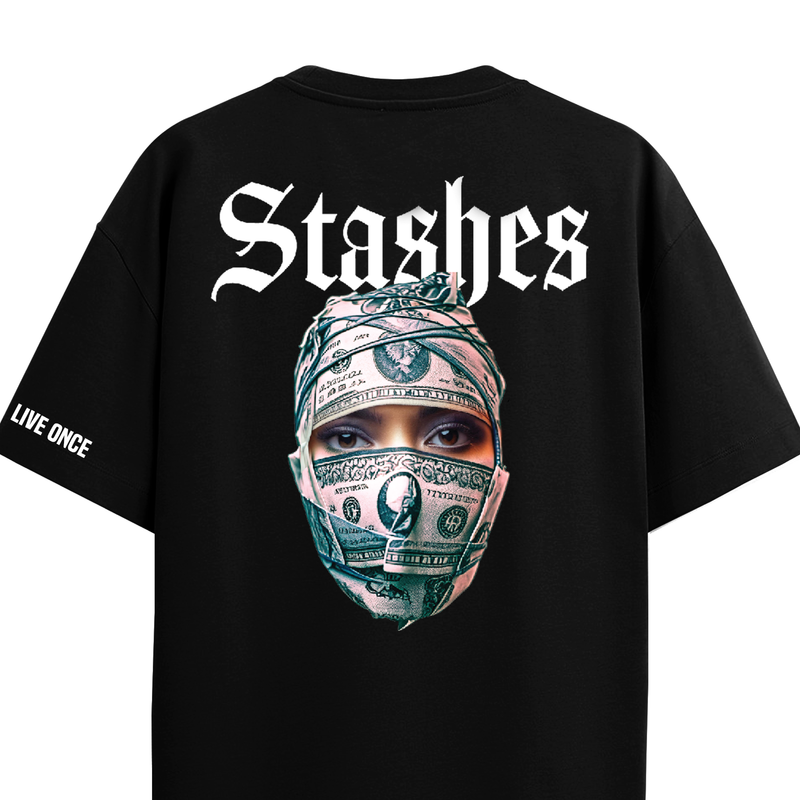 STASHES BLACK OVERSIZED T-SHIRT