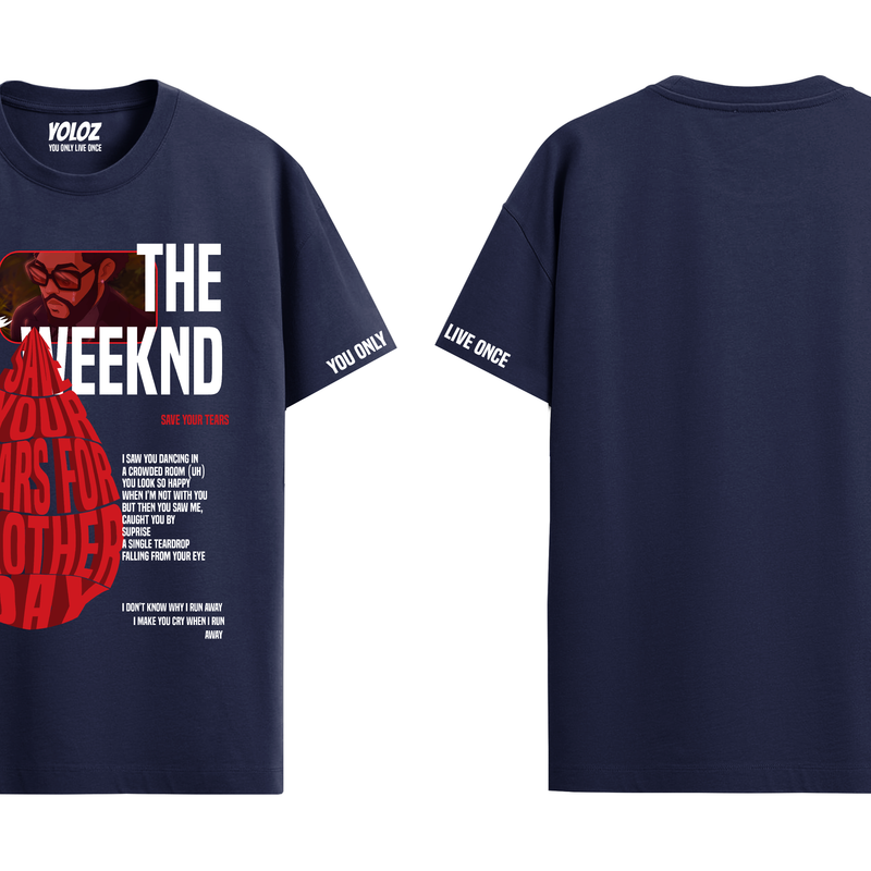 THE WEEKND NAVY BLUE REGULAR FIT T-SHIRT