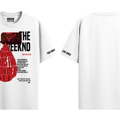 THE WEEKND WHITE OVERSIZED T-SHIRT