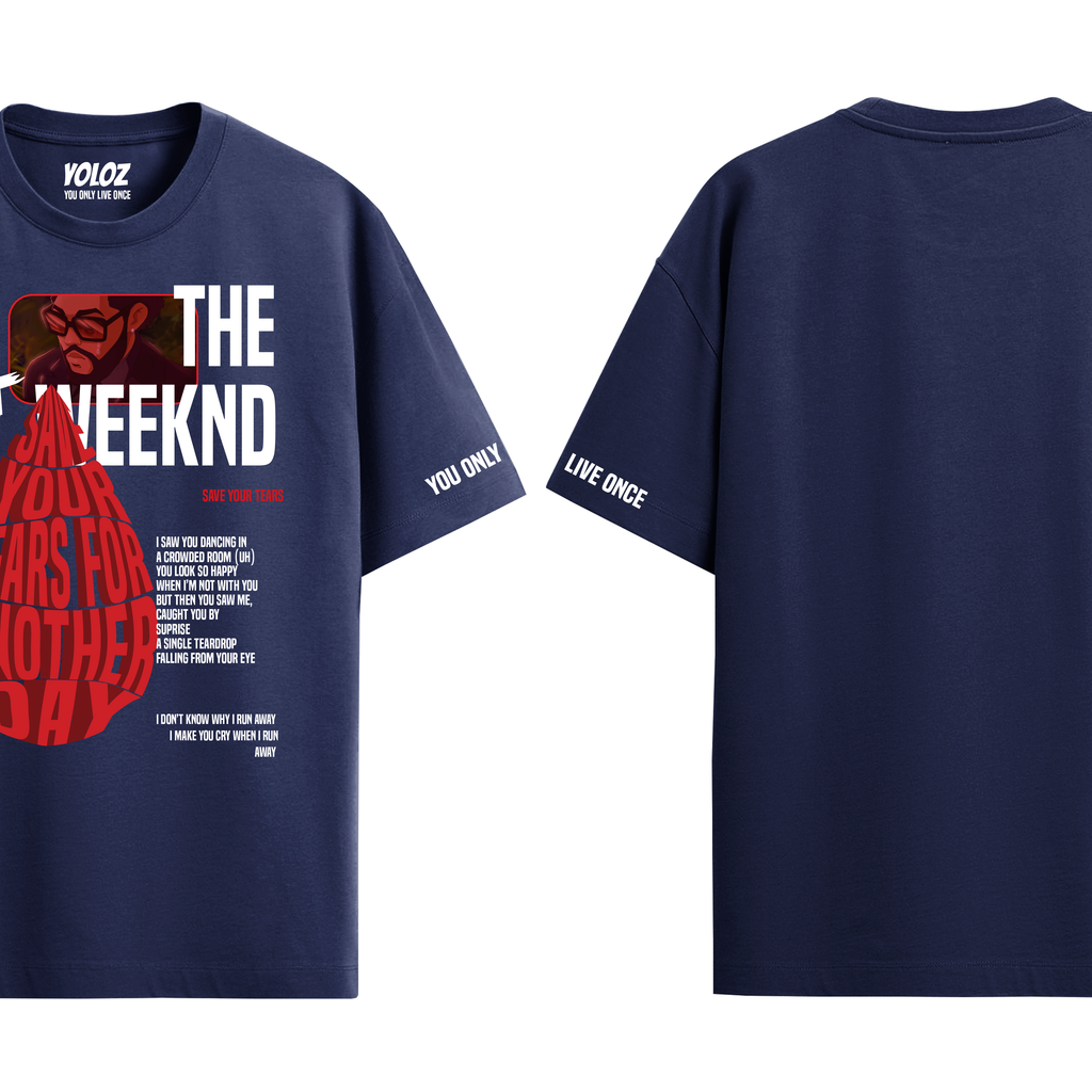 THE WEEKND NAVY BLUE OVERSIZED T-SHIRT